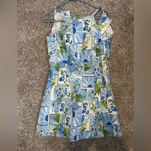 Francesca's Collections Blue and Green Patterned Dress